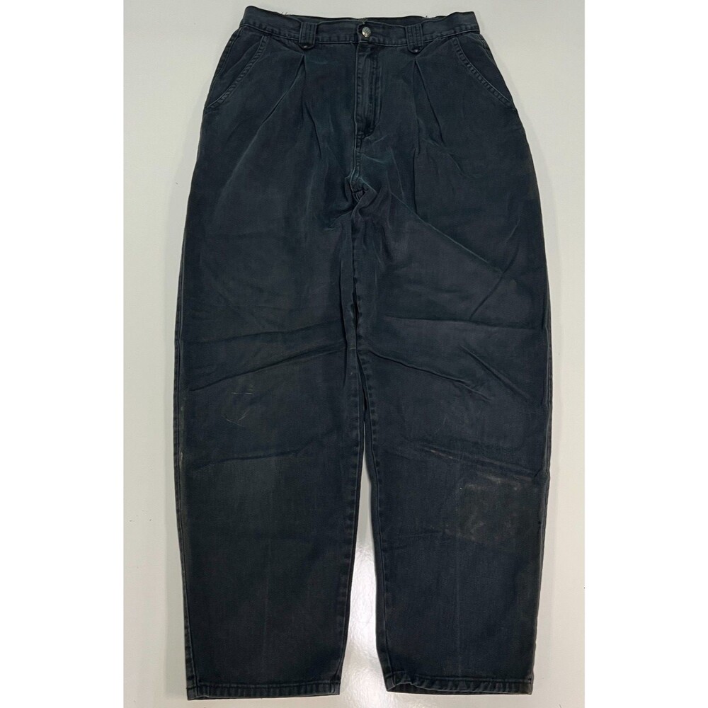 Lord Isaacs Vintage Baggy Black Denim Jeans Womens 14 High Waist Pleated USA